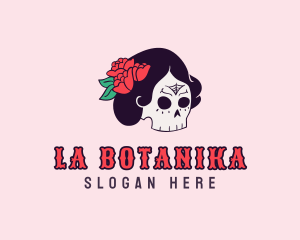 Floral Lady Skull logo design