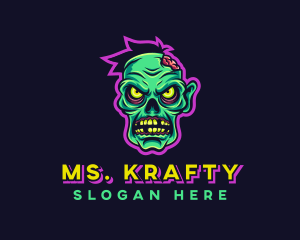 Spooky - Scary Zombie Gaming logo design