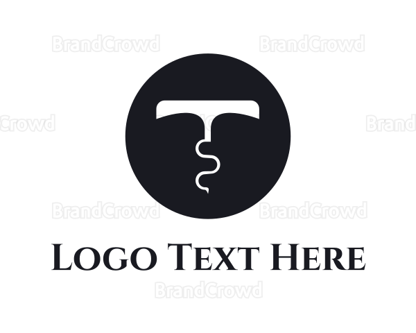 Wine Alcohol Corkscrew Logo