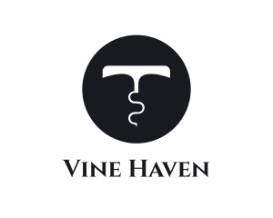 Wine Alcohol Corkscrew logo design