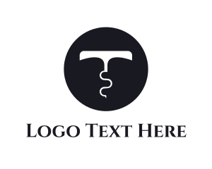 White Circle - Wine Alcohol Corkscrew logo design