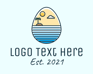 Swim - Sunset Island Egg logo design