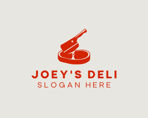 Steak Meat Cleaver Deli logo design