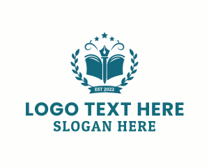 Literacy - Writing Pen Book School logo design