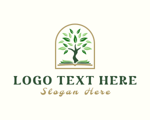 Library - Tree Book Learning logo design