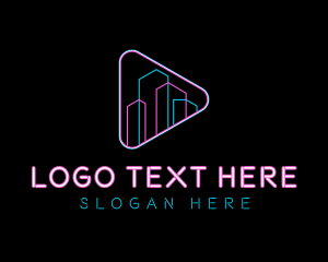 Party - Neon Building Nightclub logo design