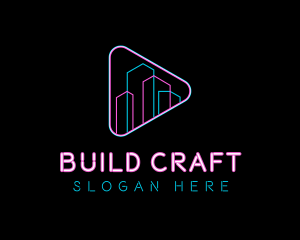 Neon Building Nightclub logo design