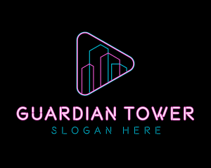 Neon Building Nightclub logo design