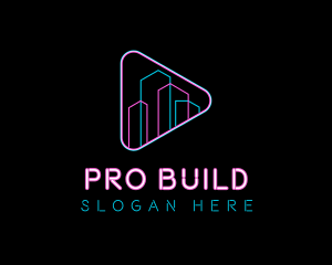 Neon Building Nightclub logo design