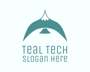 Teal Bird Flying logo design