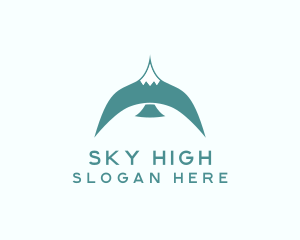 Teal Bird Flying logo design