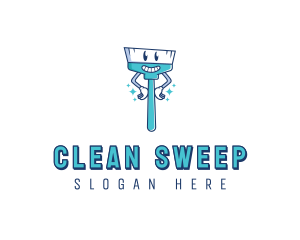 Custodian - Broom Cleaning Janitorial logo design