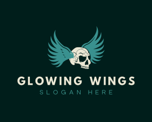 Head Skull Wings logo design