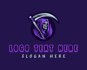 Scythe - Skull Grim Reaper logo design