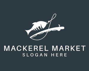 Seafood Fishing Rod  logo design