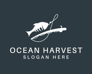 Aquaculture - Seafood Fishing Rod logo design