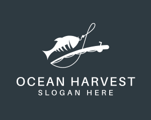 Seafood Fishing Rod  logo design