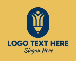 Pencil - Pencil Person Badge logo design