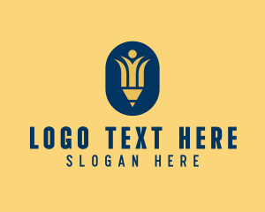 Writing Pencil Person  logo design
