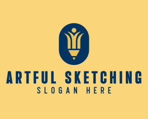 Sketching - Writing Pencil Person logo design