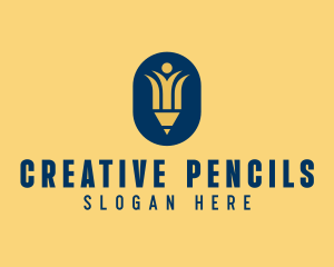 Writing Pencil Person  logo design