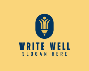 Writing Pencil Person  logo design