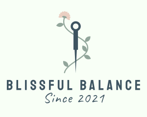 Flower Acupuncture Needle logo design