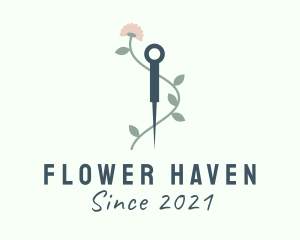 Flower Acupuncture Needle logo design