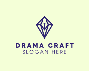 Playwright - Diamond Pen Literature logo design