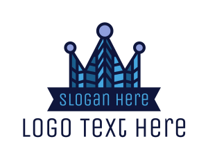 Polygon - Blue Mosaic Crown logo design