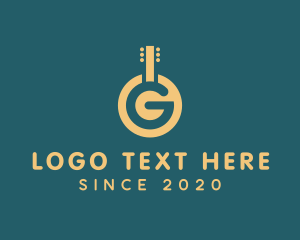 Music Store - Golden Letter G Guitar logo design