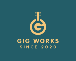 Gig - Golden Letter G Guitar logo design