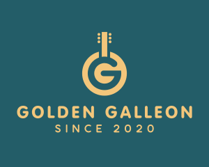 Golden Letter G Guitar logo design