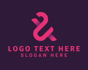 Stylish - Pink Ampersand Lettering logo design
