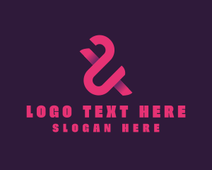 Upscale - Pink Ampersand Lettering logo design