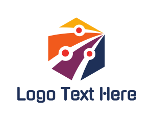 Communication - Hexagon Tech Circuit logo design
