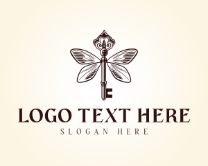 Insect - Ornate Butterfly Wings Key logo design