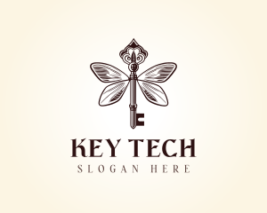 Ornate Butterfly Wings Key logo design