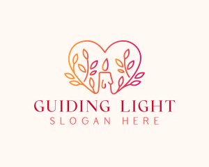 Candle Heart Leaf logo design