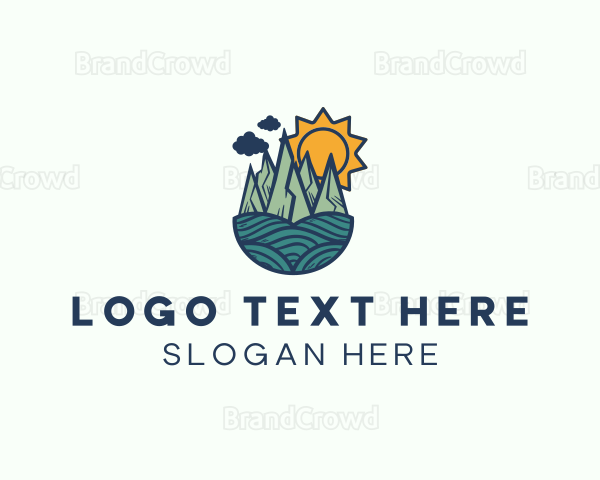 Outdoor Sun Forest Landscape Logo