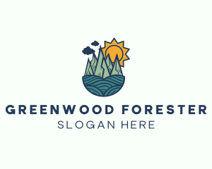 Outdoor Sun Forest Landscape logo design