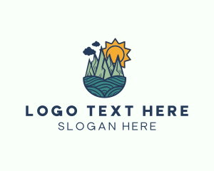 Hiking - Outdoor Sun Forest Landscape logo design