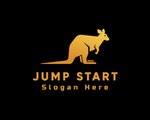 Kangaroo - Gold Wild Kangaroo logo design