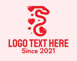 Exotic Pet - Red Snake Heart logo design