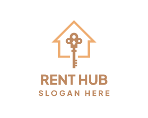 Rent - Modern House Key logo design