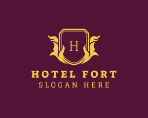 Wreath Shield Hotel logo design