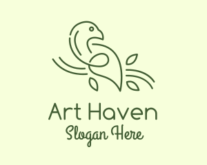 Green Dove Line Art logo design