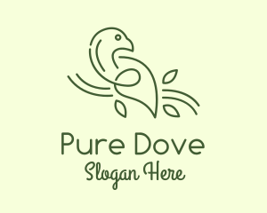 Green Dove Line Art logo design