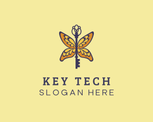 Premium Butterfly Key logo design