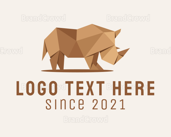 Brown Rhinoceros Origami Logo